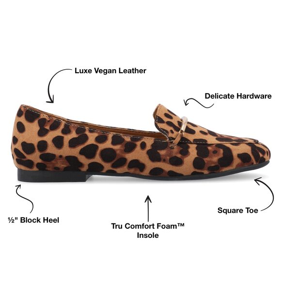 Journee Womens Loafer Flat Notched Square Slip-On Block Heel 12 - Picture 2 of 6